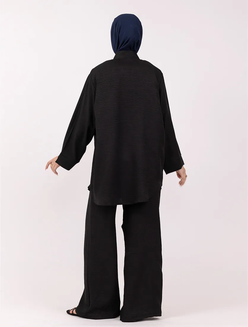 Black Linen Feel Co Ord